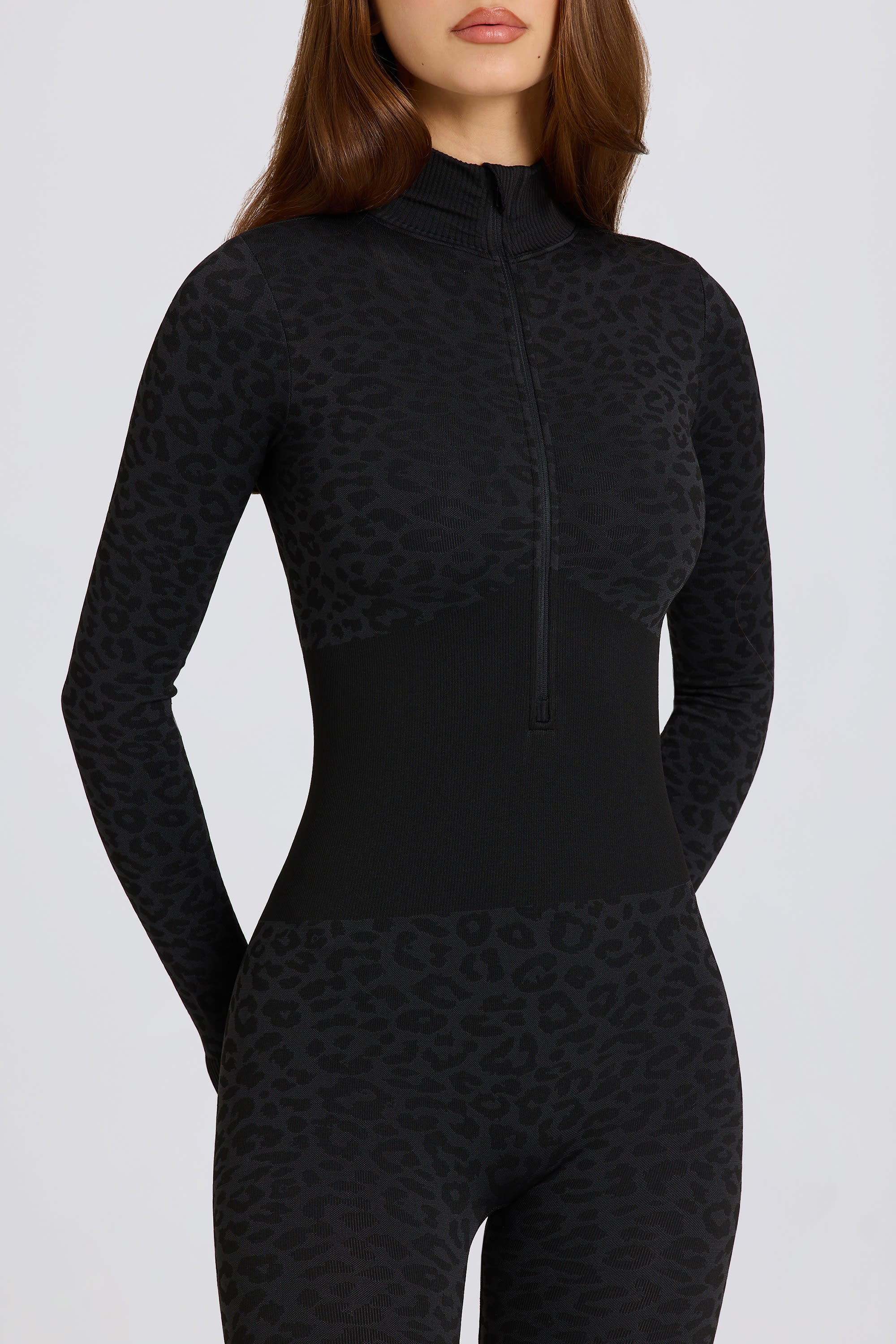 Thermal Base Layer Jumpsuit in Black Leopard