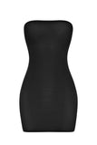 Soft Sheer Mesh Bandeau Mini Slip Dress in Black