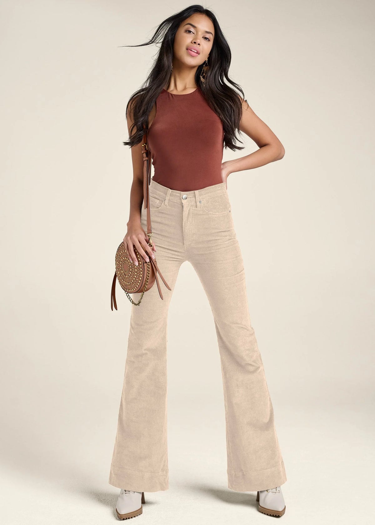 Corduroy Flared Pants Cream