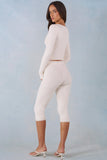 Knit Mid Rise Capri Trousers in Ivory