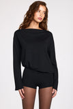 Modal Long Sleeve Backless Romper in Black