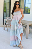 Essie Tiered Pastel Floral Tiered Maxi Dress