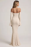 Off Shoulder Ruffle Lace Maxi Dress in Ivory