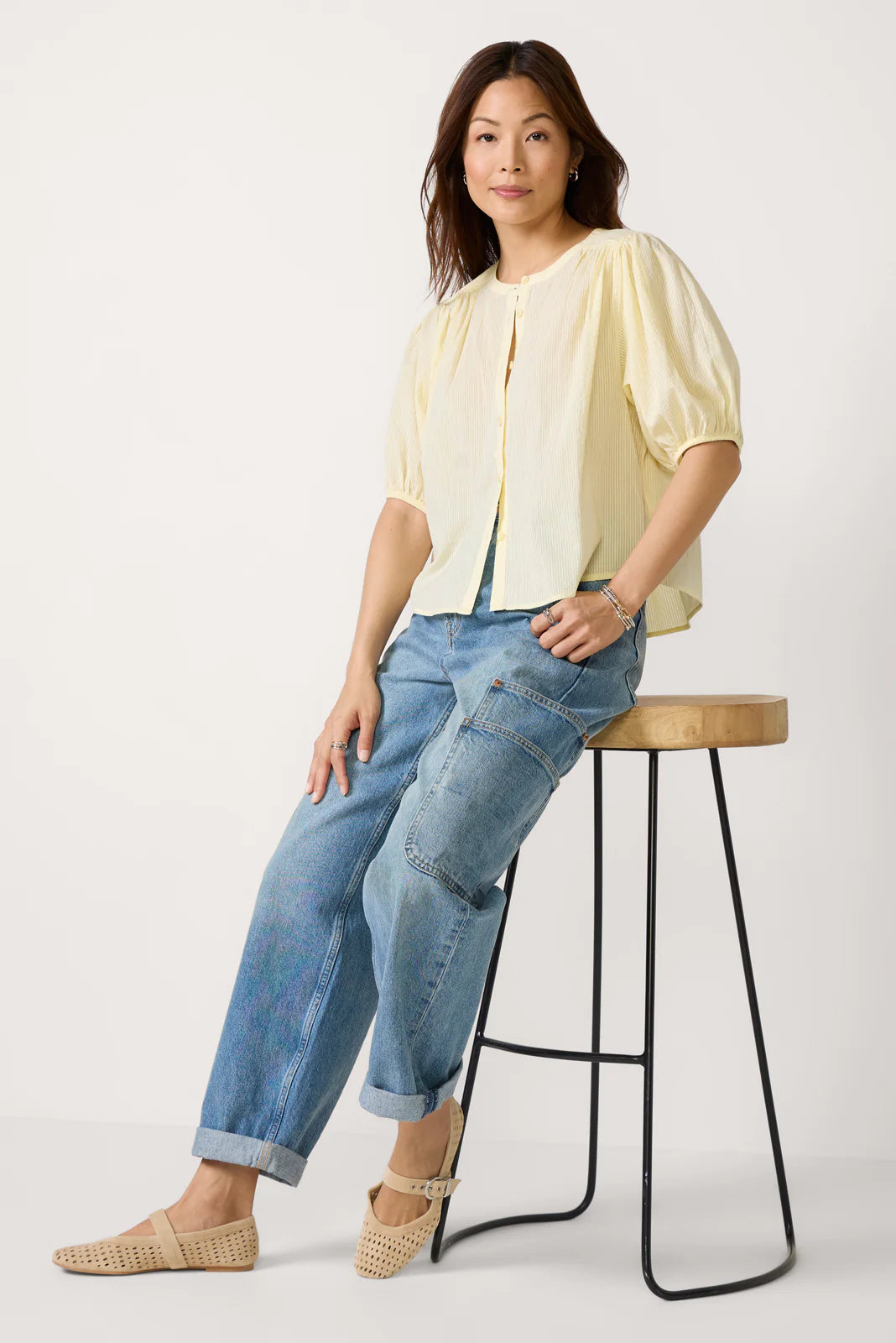 Short Sleeve Button Down Top