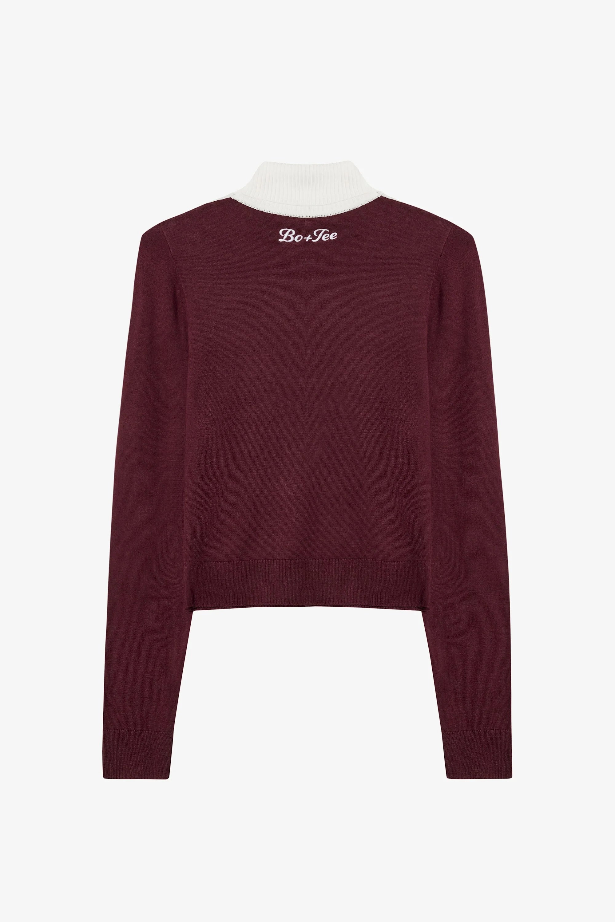 Knit Long Sleeve Fitted Top in Burgundy