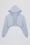Brushed Jersey Hooded Cropped Shrug in Soft Blue