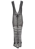 Crochet Maxi Cover Up Dress Jet Black