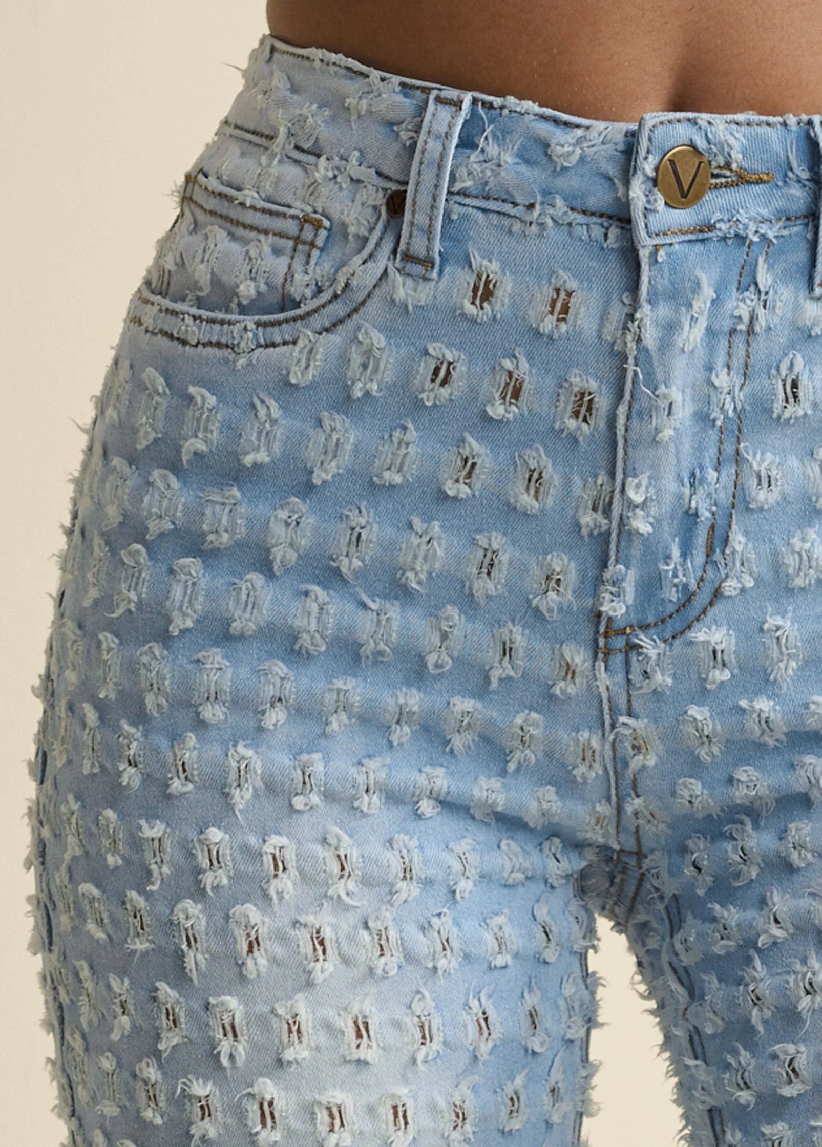 Laser Flare Leg Jeans Light Wash