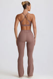 Soft Active V Waist Pocket Flared Leggings in Mocha