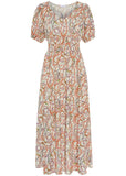 V Neck Maxi Dress White Multi
