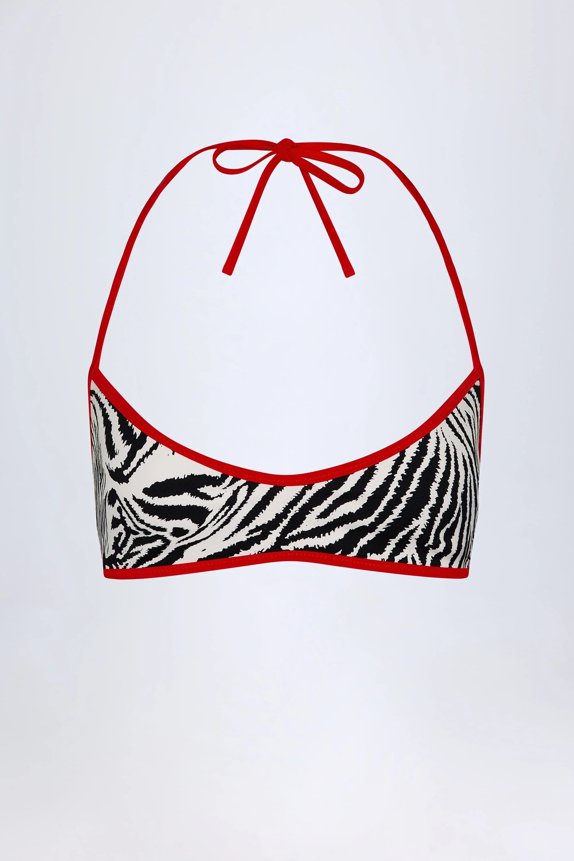Reversible Halterneck Bikini Top in Zebra Print