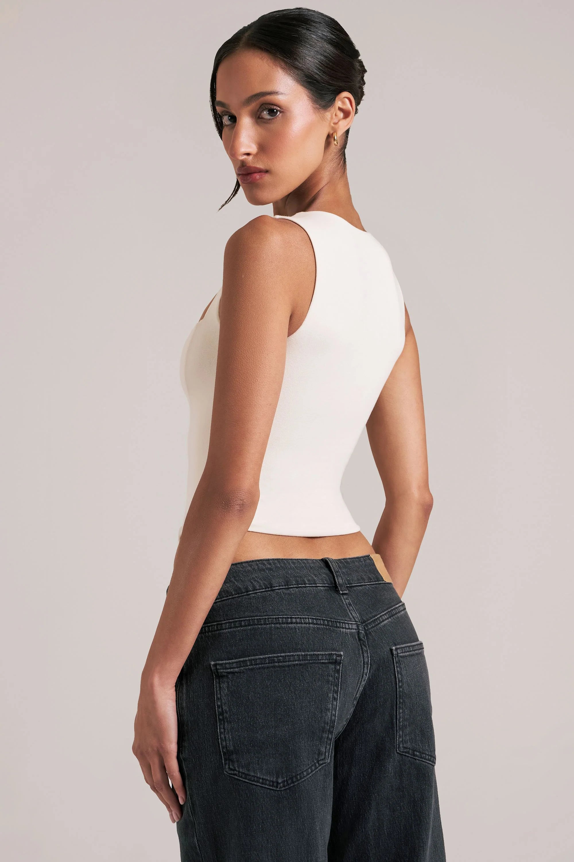 Modal Square Neck Top in Ivory