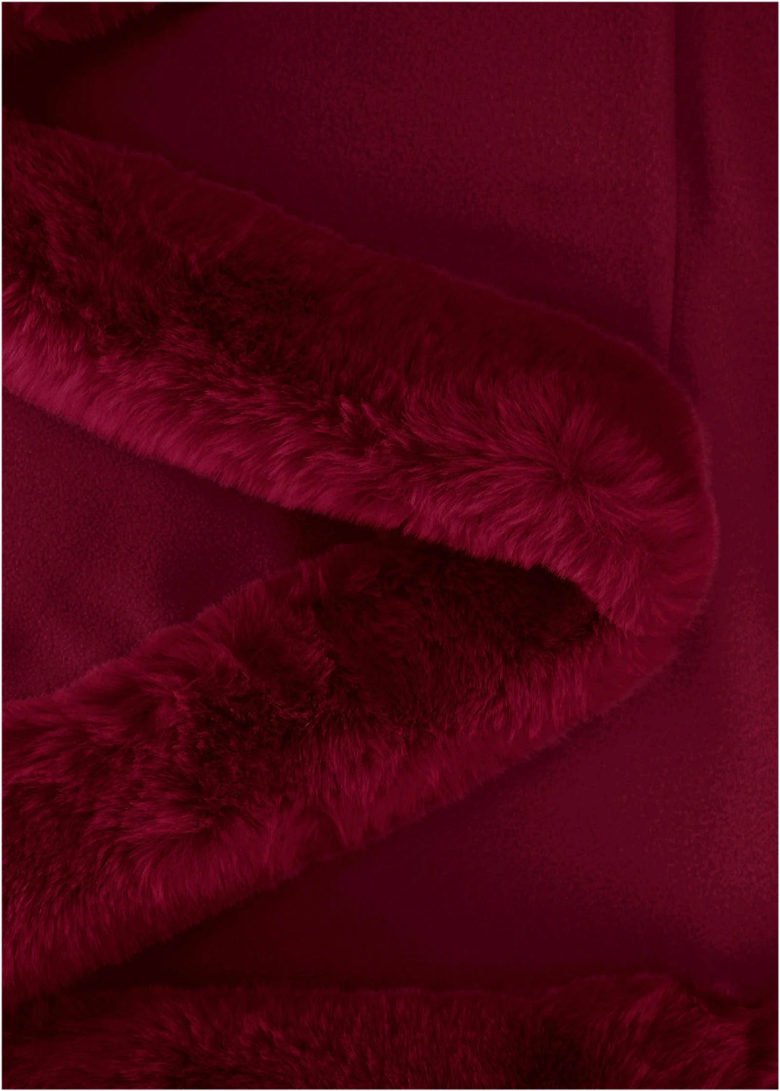 Fur Trim Wrap Shawl Red