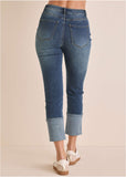 Embroidered Crop Jean Medium Wash