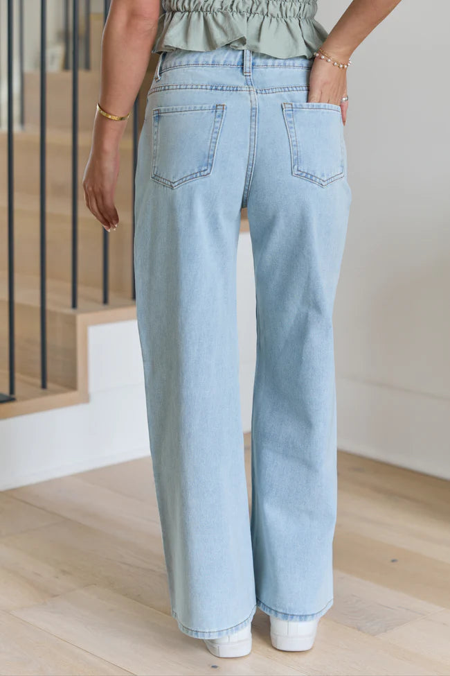 Ines Light Wash Wide Leg Denim Jean