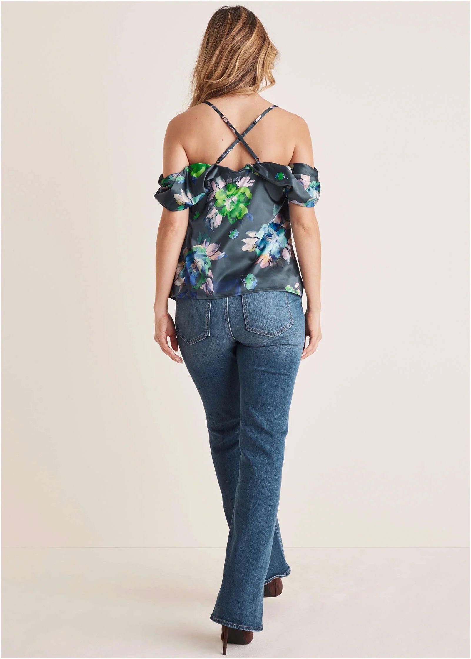 Cold Shoulder Draped Tank Midnight Garden