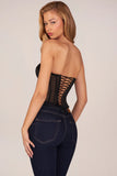Bandeau Lace Up Corset Top in Black