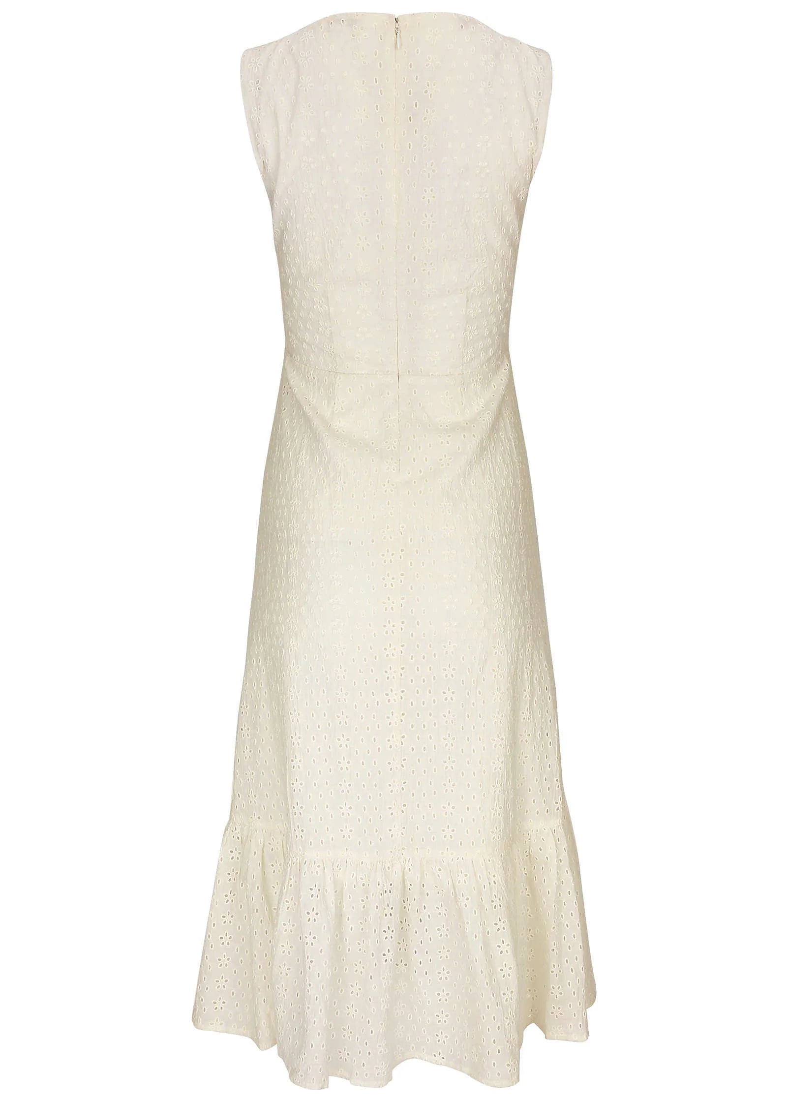 Sleeveless Eyelet Midi Off White