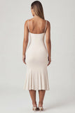 V Neck Godet Midaxi Dress in Ivory