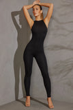 Racer Neck Jumpsuit in Black