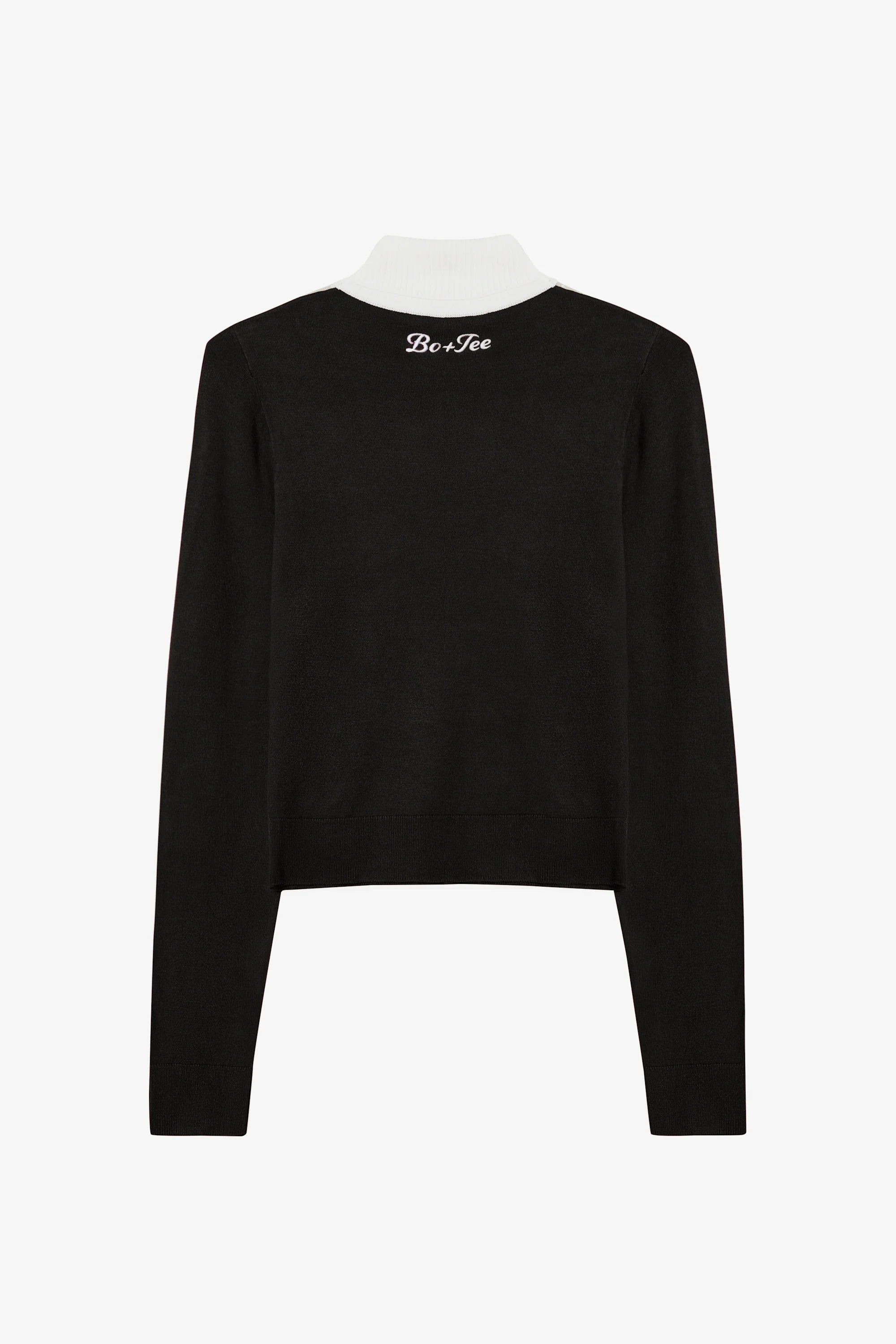 Knit Long Sleeve Fitted Top in Black