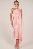 Scarf Detail Midaxi Dress in Blush Pink