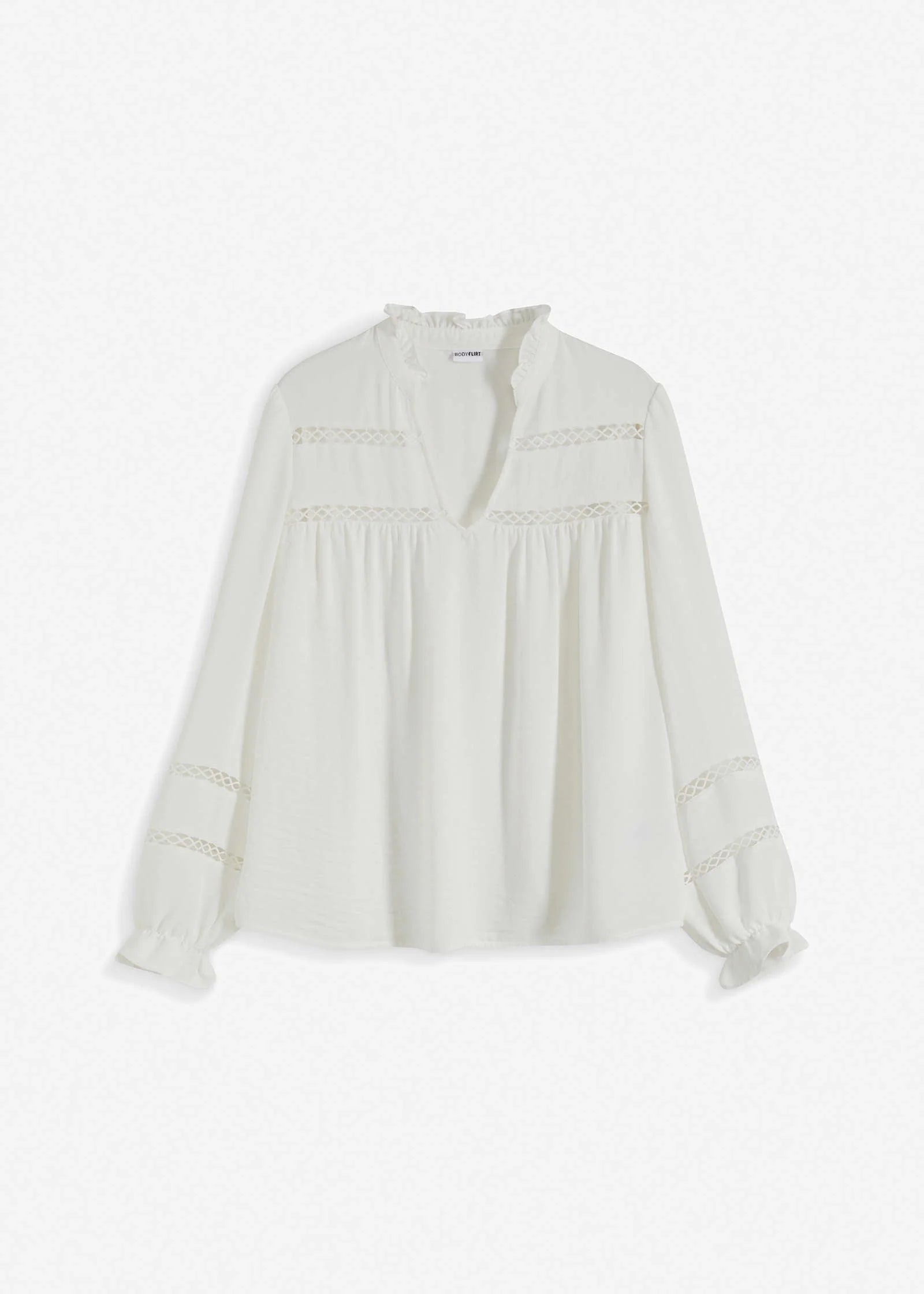Lace Trim Blouse White