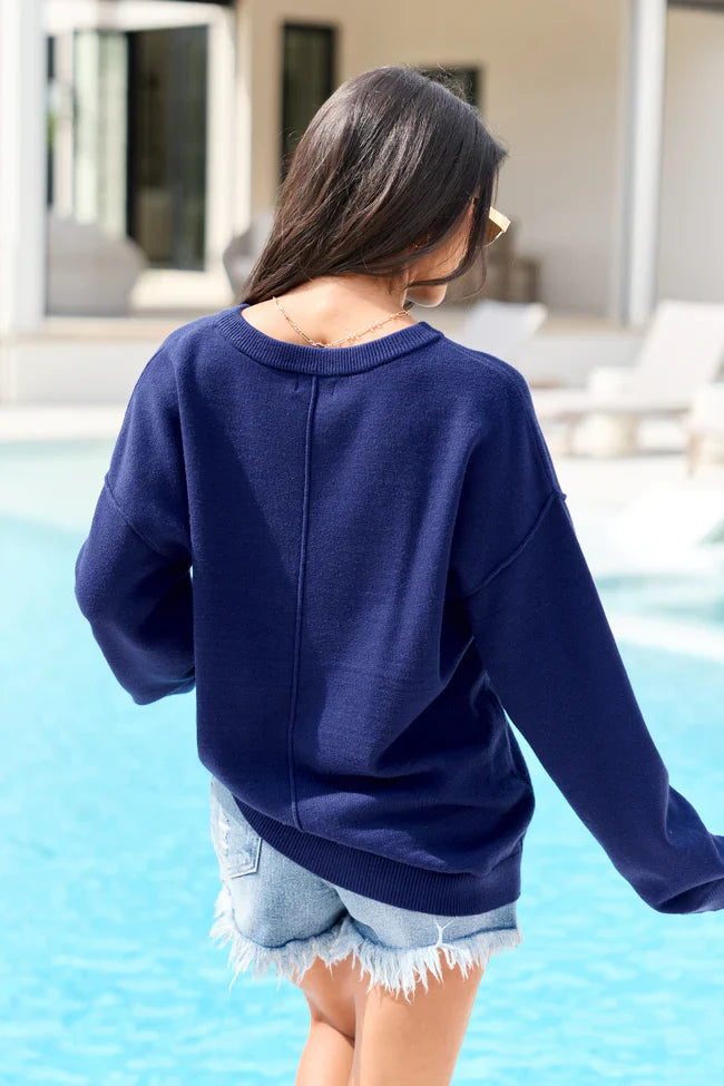 Home Of The Free Navy Textured Flag Sweater