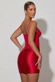 Draped Corset Mini Dress in Red