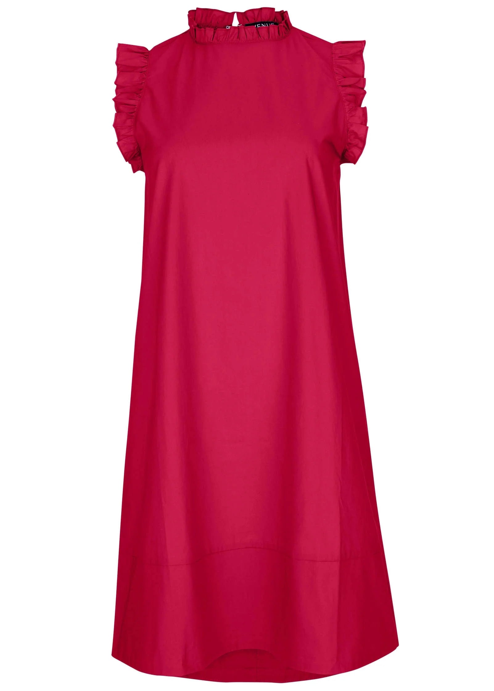 Ruffle Trim Mini Dress Dark Pink