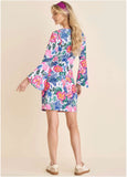 Bell Sleeve Scuba Dress Botanical Garden
