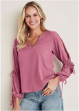 Tie Sleeve Blouse Heather Rose