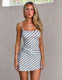 TAYVEN MINI DRESS BROWN AND BLUE STRIPE