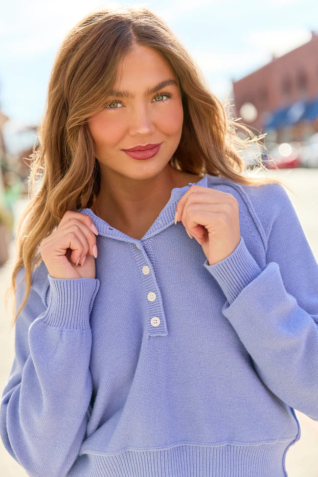 Casey Periwinkle Henley Pullover