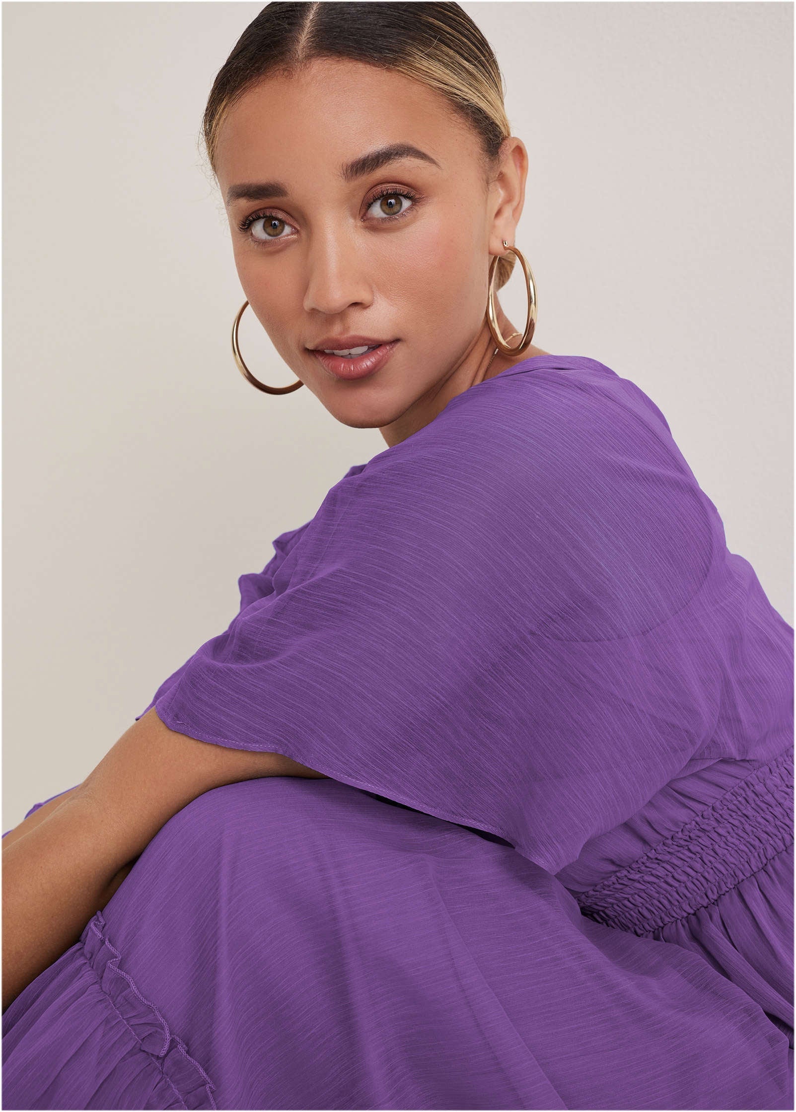 Flutter Sleeve Maxi Dress Cattleya Orchid