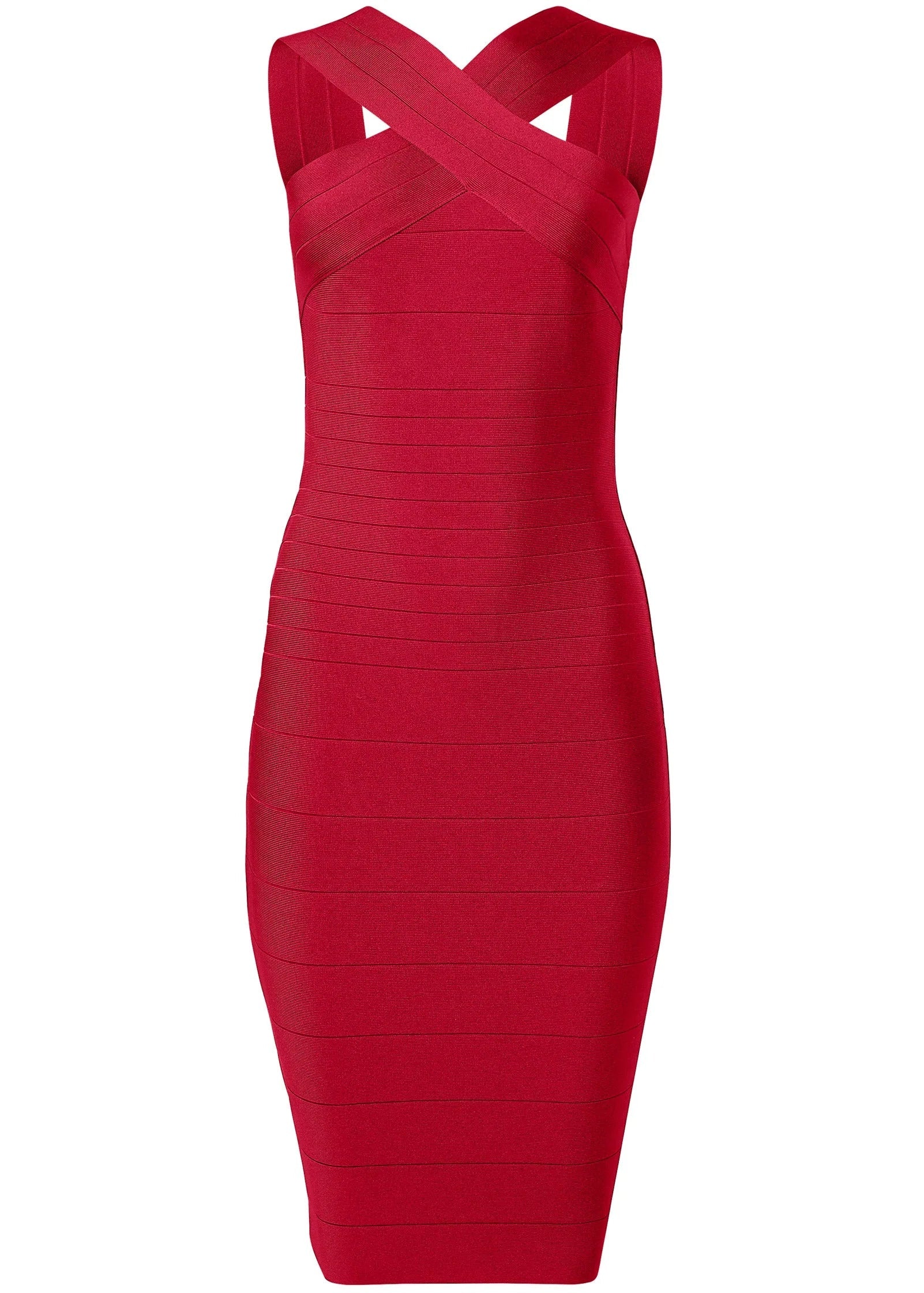 Cross Neck Bandage Dress Deep Red