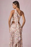 Scarf Detail One Shoulder Top in Primrose Floral Print