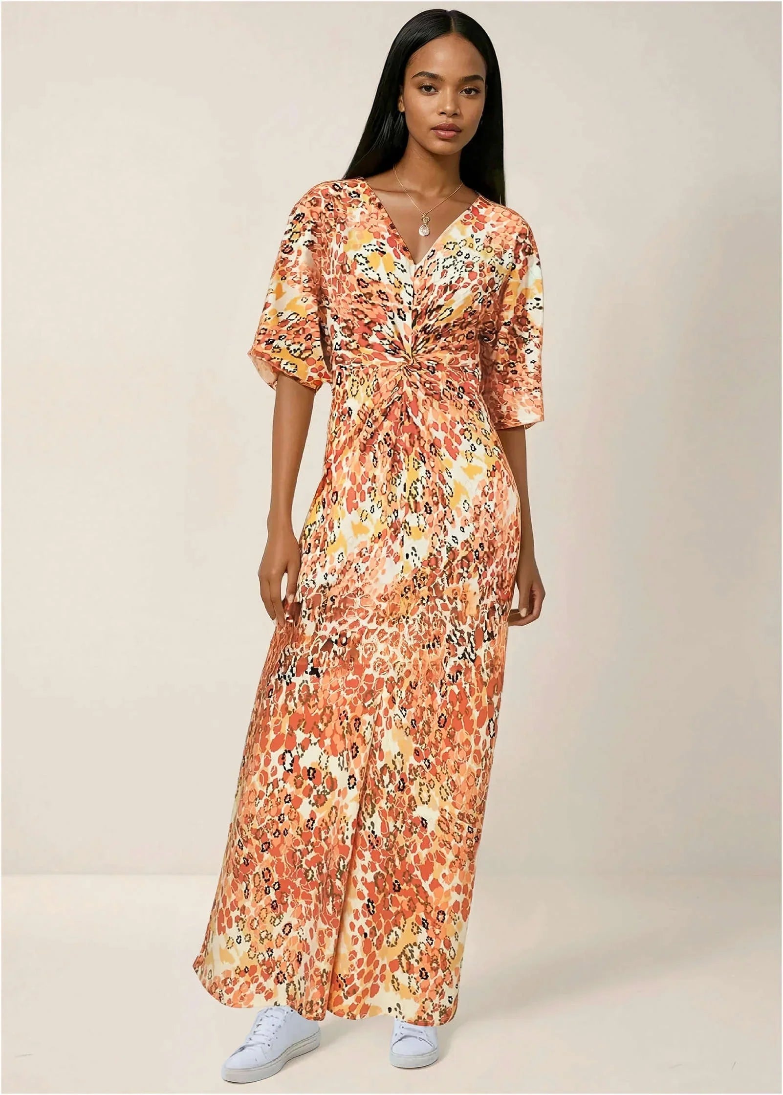 Twist Front Maxi Dress Leopard Trail