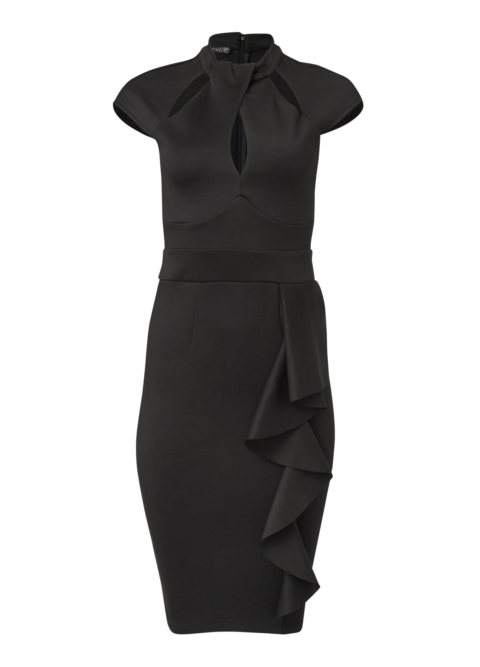 Cutout Ruffle Dress Black