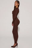 Embellished Jersey High Waisted Leggings in Chocolate Brown