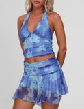 DEVYN MINI SKORT BLUE MACRO FLORAL