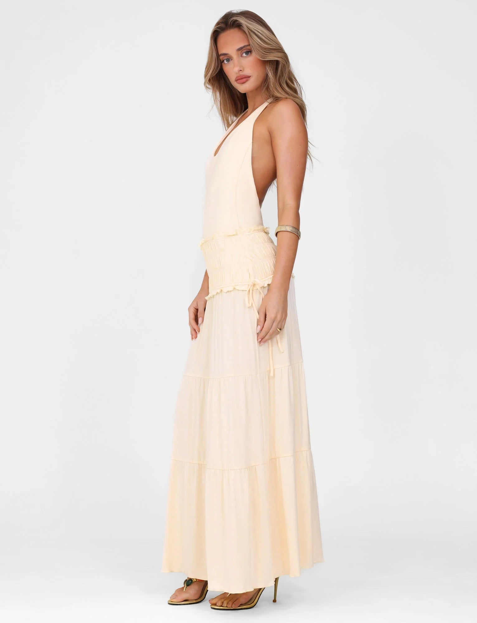 DENALI HALTER DRESS NEUTRAL BONE