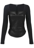 Faux Leather Corset Top Jet Black