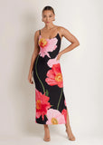 Large Poppies Maxi Dress Black Floral