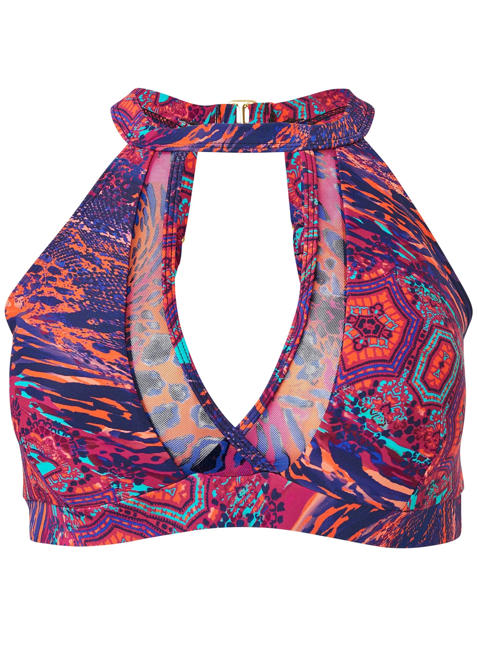 High Neck Keyhole Swim Top Seaside Voyager