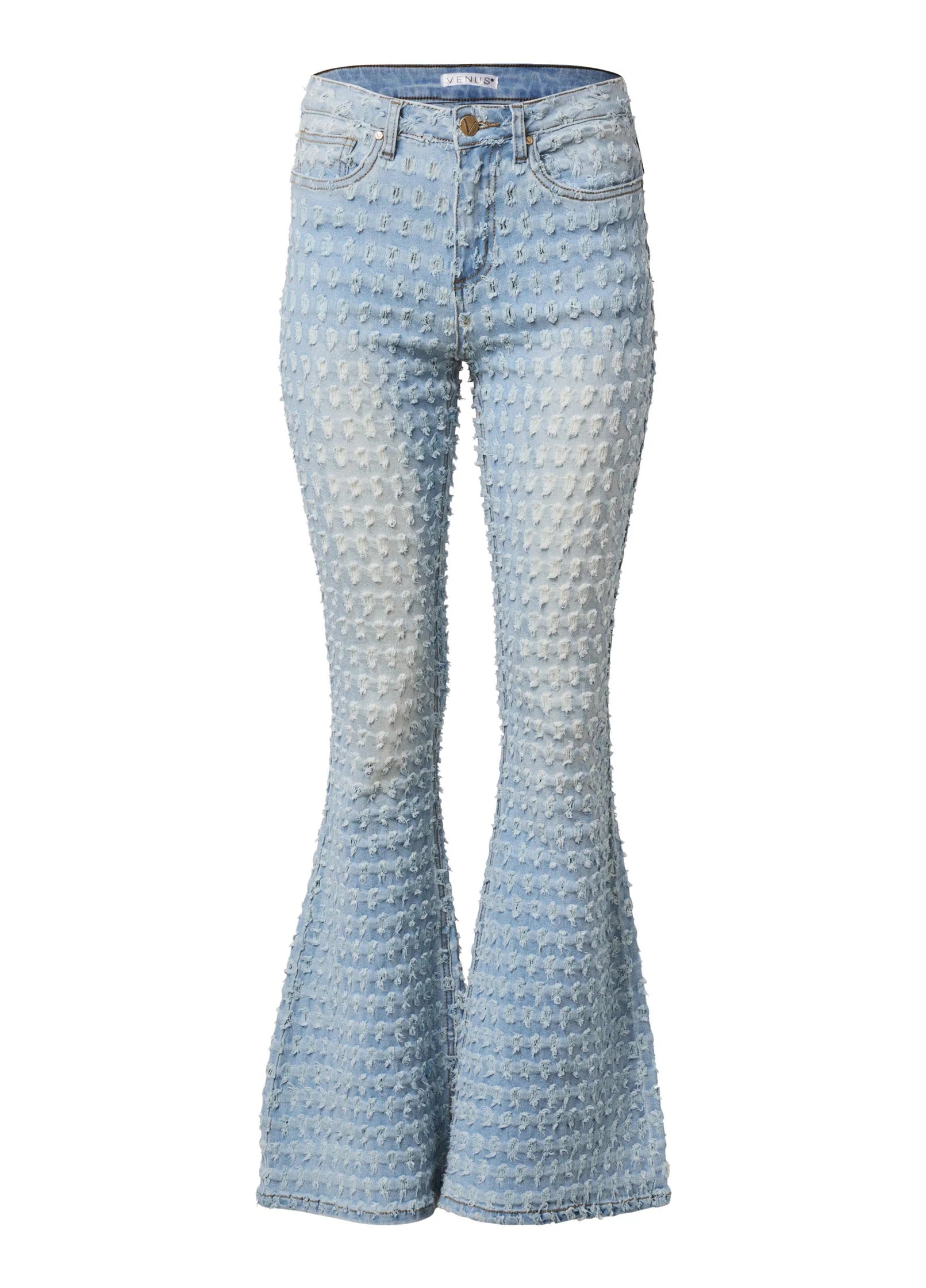 Laser Flare Leg Jeans Light Wash
