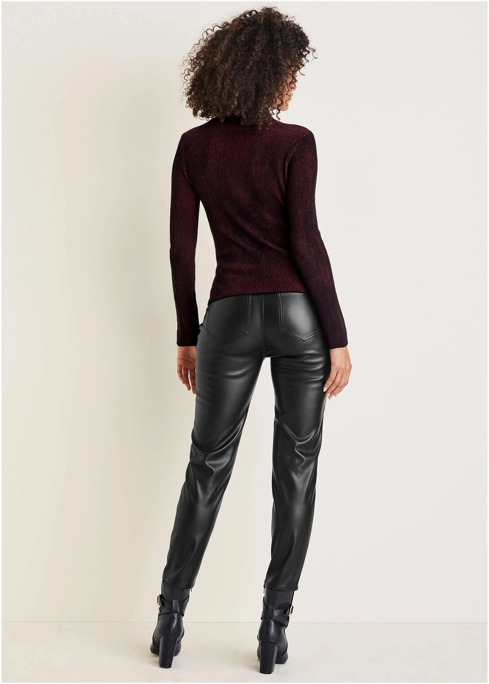 Plaited Long Sleeve Sweater Wine