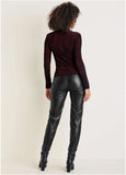 Plaited Long Sleeve Sweater Wine