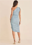 Glitter Knit Midi Dress Blue Metallic