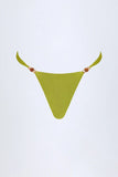 Bead Embellished Cheeky Bikini Bottoms in Olive Green